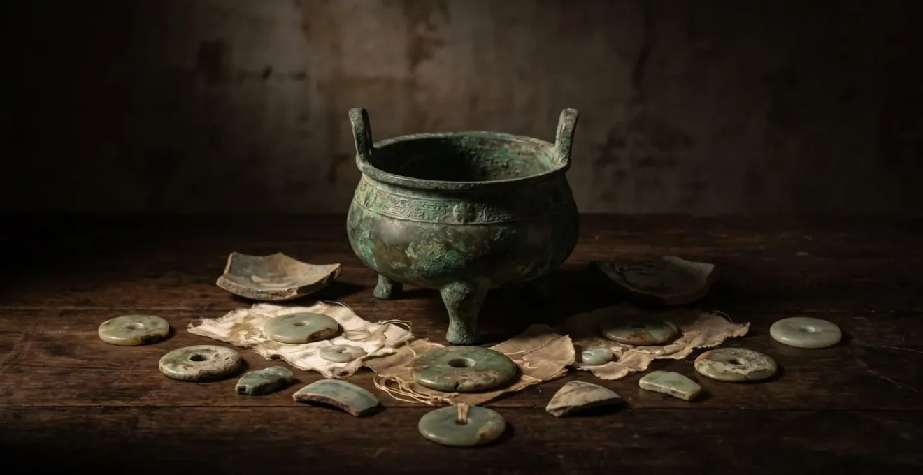 Symbolic arrangement of cultural artifacts representing heritage preservation